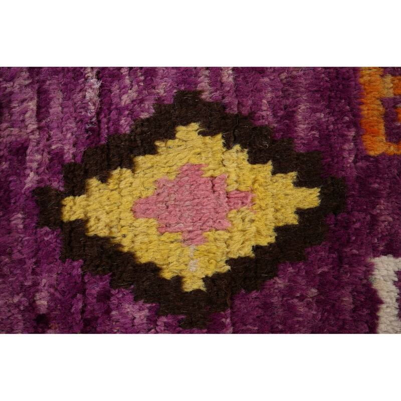 Purple Plush Moroccan Oriental Area Rug Handmade Wool Carpet - 6'1" x 9'5"