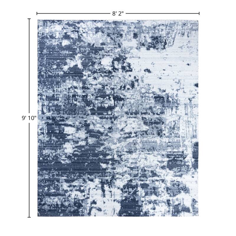 Modern One-of-a-Kind Hand-Knotted Area Rug, Blue - 8' 2" x 9' 10"