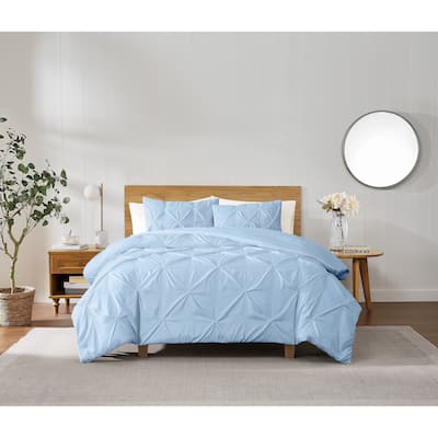 Truly Soft Pinch Pleat Solid 3-piece Microfiber Comforter Set
