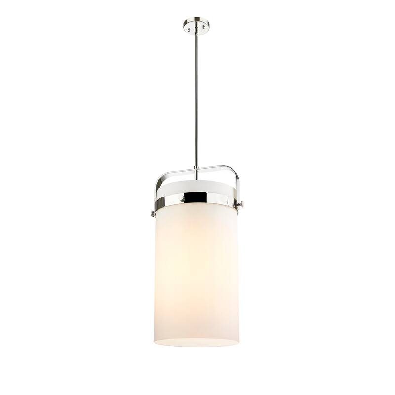 Innovations Lighting Pilaster - 4 Light 12" Stem Hung Pendant - Polished Nickel/Matte White