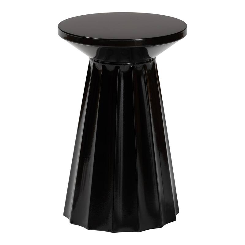 Ulmer Metal Scalloped Side Table - Modern Round Accent Table for Indoor or Semi-Outdoor Use - Black
