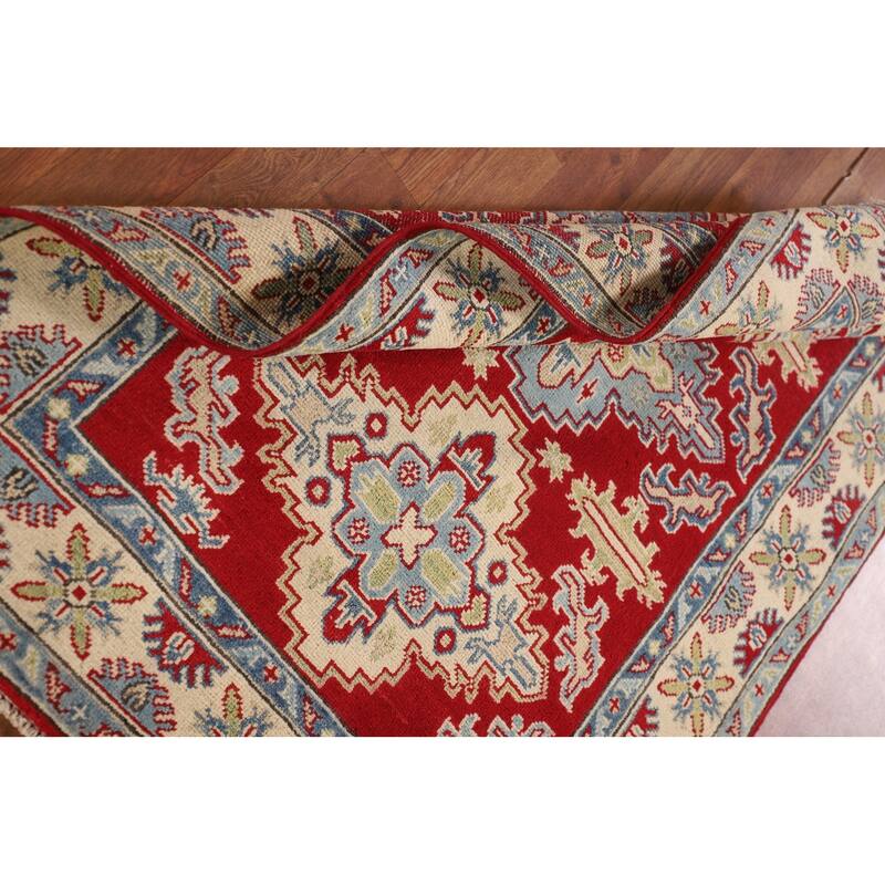 Traditional Red Kazak Rug Hand-Knotted Oriental Wool Carpet - 3'5"x 5'0"