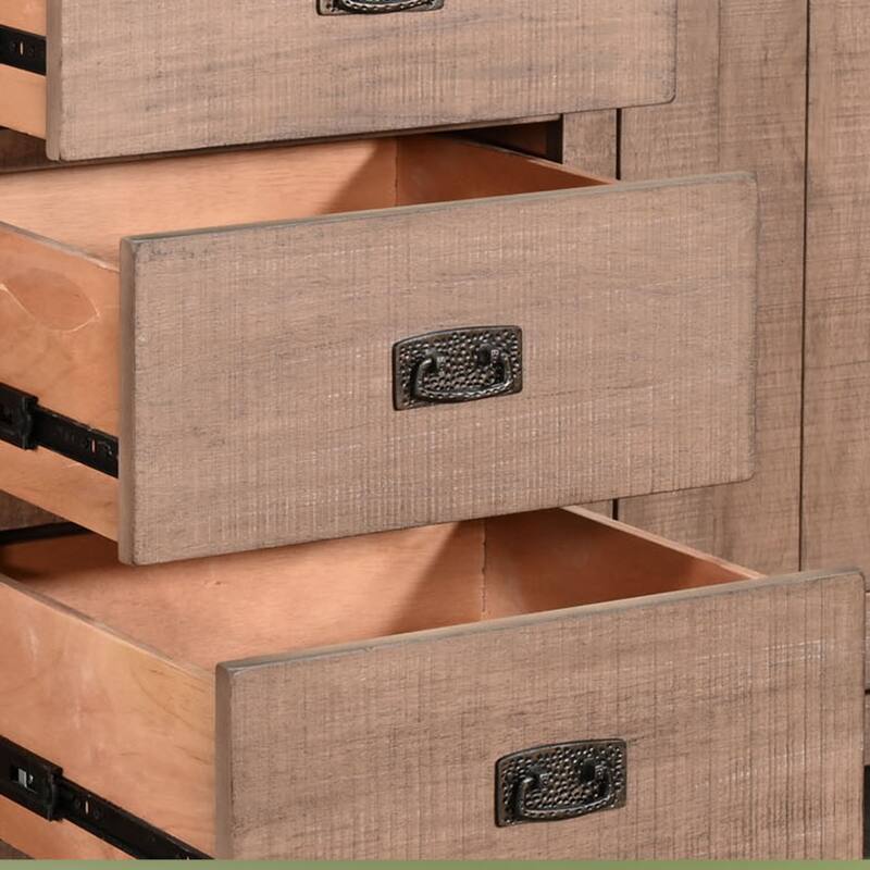 Camie Buffet Server, 3 Drawers, 2 Cabinets, Wine Racks, Brown Mahogany