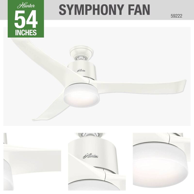 Hunter 54" WiFi Symphony Ceiling Fan with LED Light Kit and Handheld Remote, Smart Home Fan