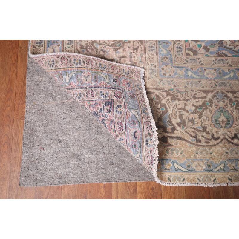 Mashad Persian Vintage Rug Hand-Knotted Oriental Wool Carpet - 9'10"x 12'9"