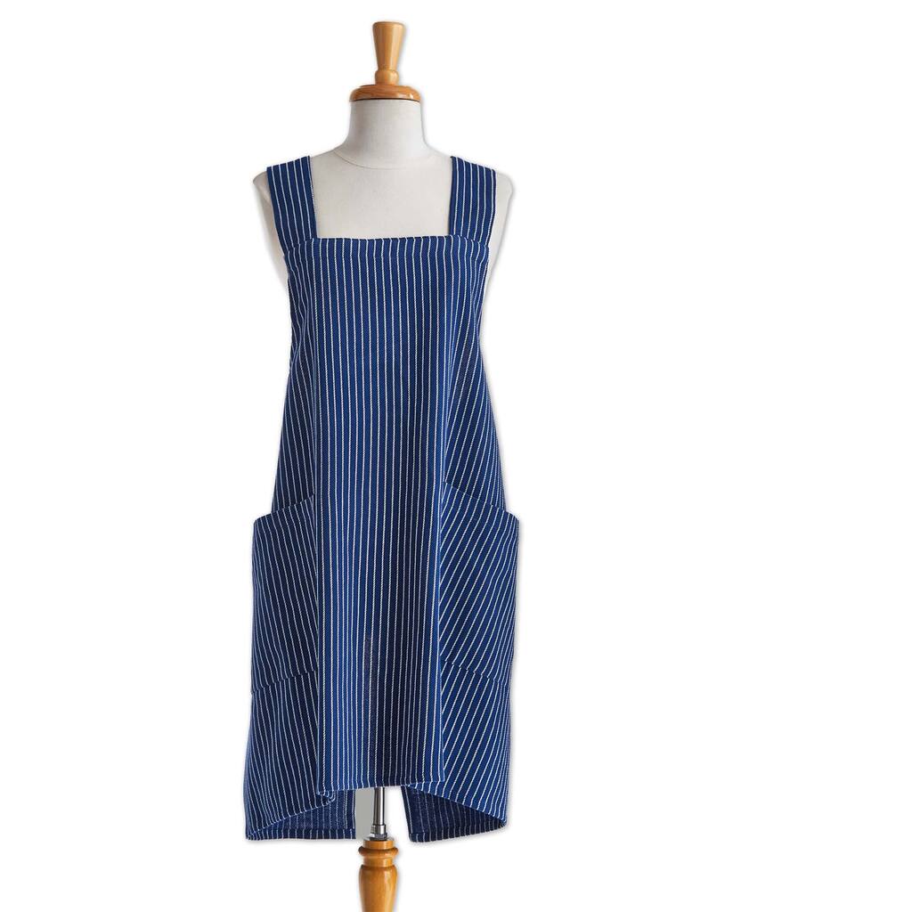 Pinstripe Pinafore Cooking Baking Apron Cotton Machine Wash, One Size Fits Most
