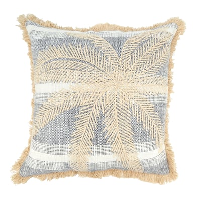 Palm Breeze Embroidered Throw Pillow