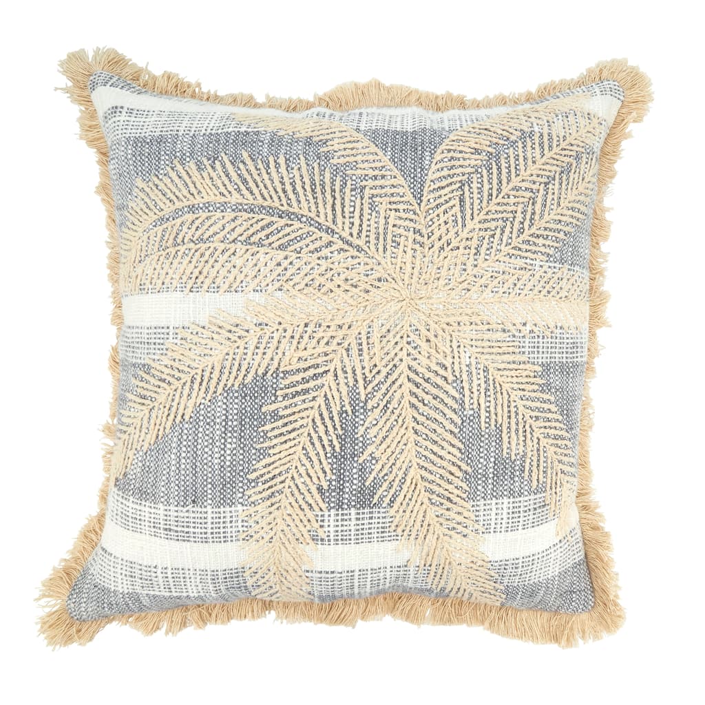 Palm Breeze Embroidered Throw Pillow