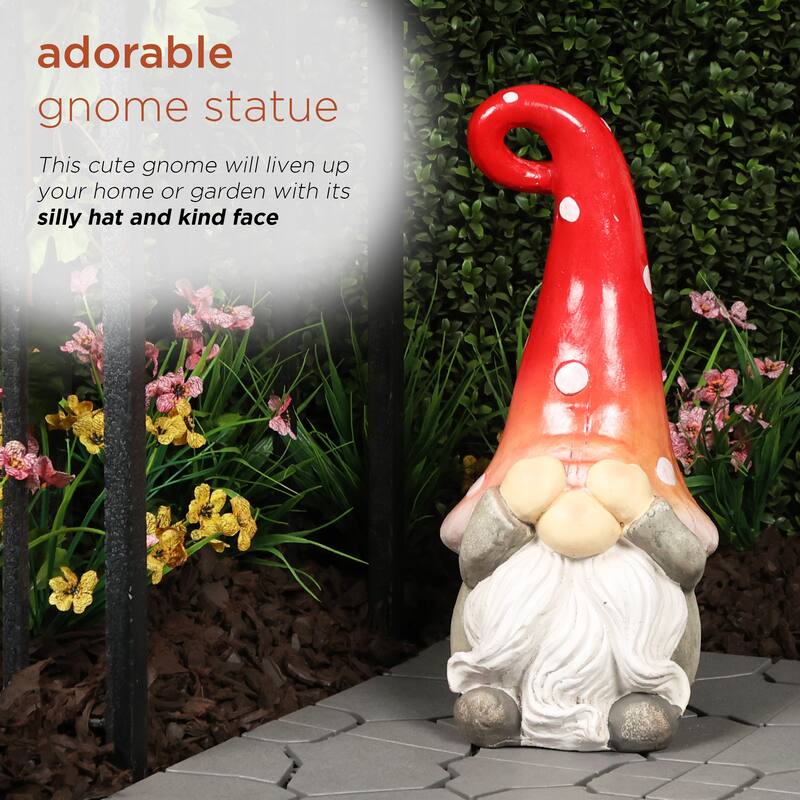 Gnome Covering Eyes with Red Ombre Hat