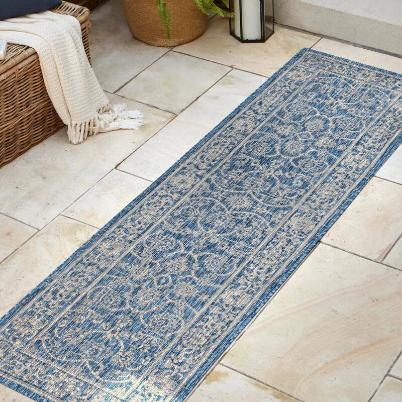 JONATHAN Y Palazzo Vine and Border Textured Weave Indoor/Outdoor Area Rug