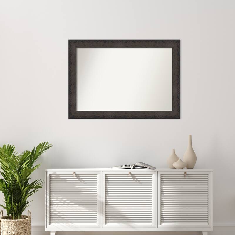 Dappled Non-Beveled Wood Framed Wall Mirror
