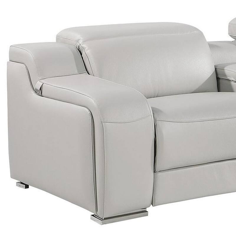 HomeRoots 129" Black Italian Leather Reclining USB Sofa
