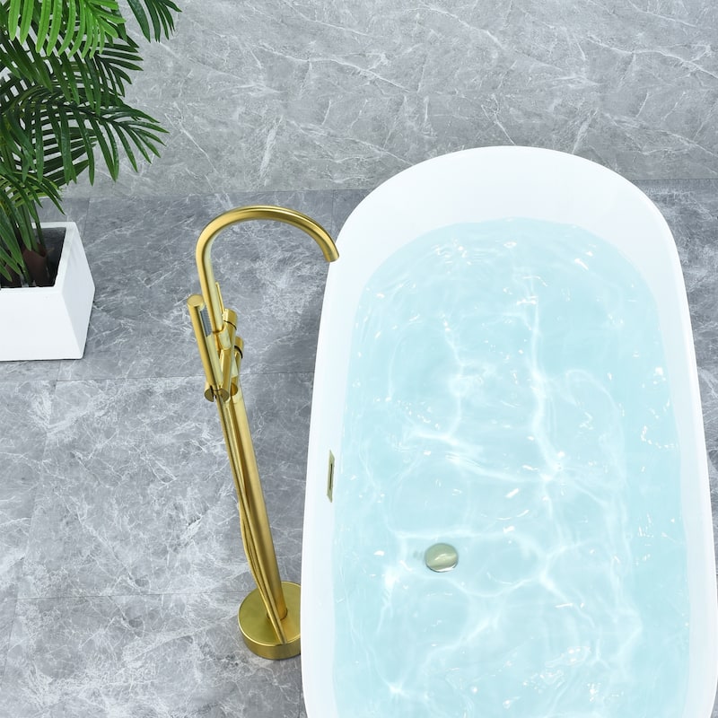 Altair Assens Double Lever Handle Freestanding Floor Mounted Tub Filler with Handshower