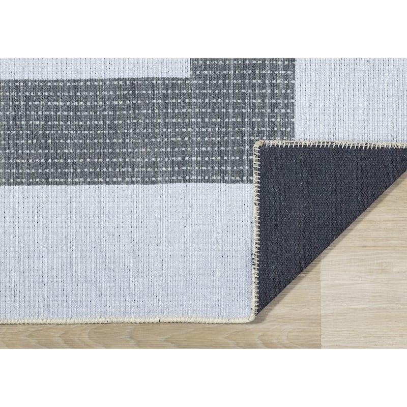 White Grey Passing Moons Printed Area Rug