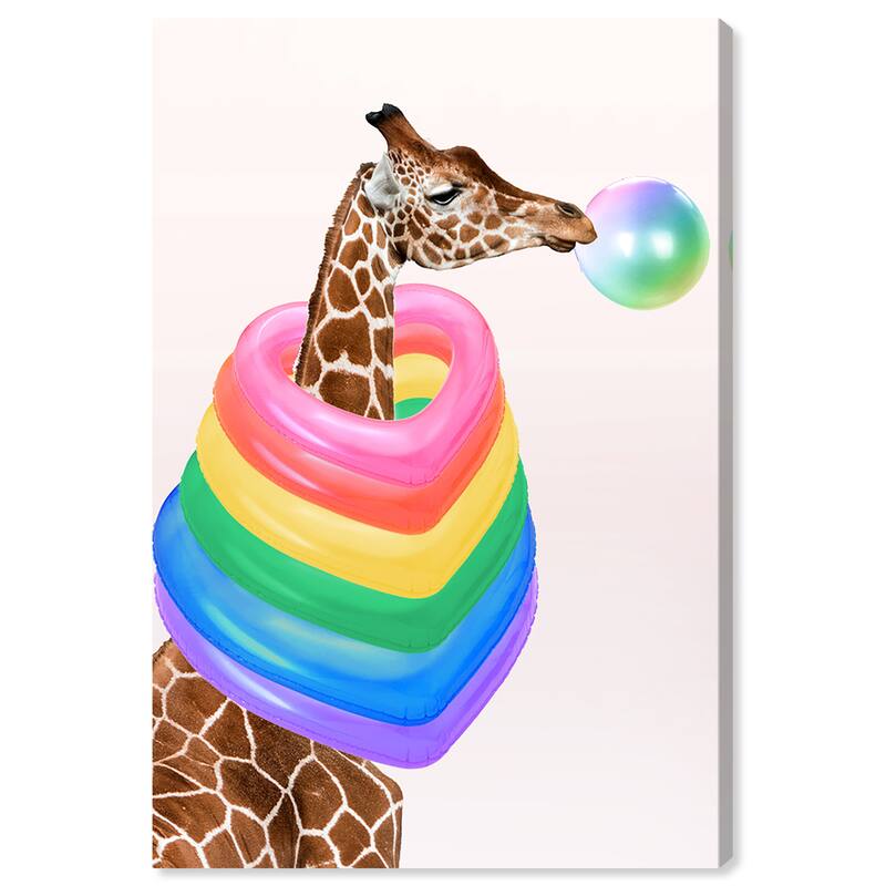 Wynwood Studio Canvas Animals Love is Love Pride Giraffe Pink and Dark Pink Modern & Contemporary Wall Art Canvas Print