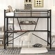 preview thumbnail 2 of 20, Full Size Loft Bed with Integrated Desk and Shelf, Sturdy Metal Frame in Black for Space Efficiency