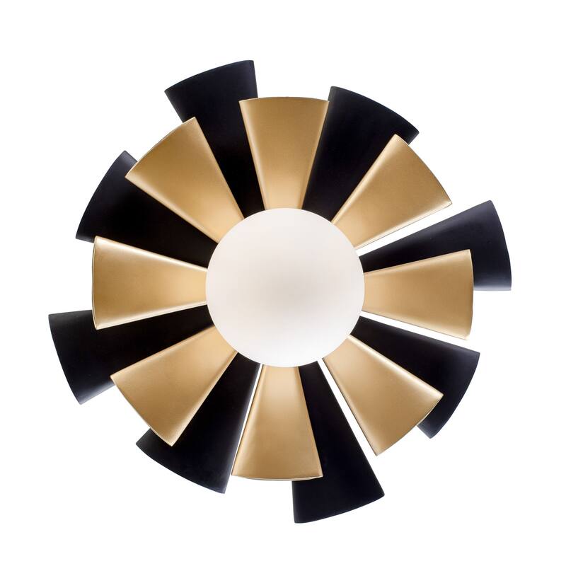 Varaluz Daphne 1-Light Convertible Flush Mount/Sconce - Matte Black/French Gold