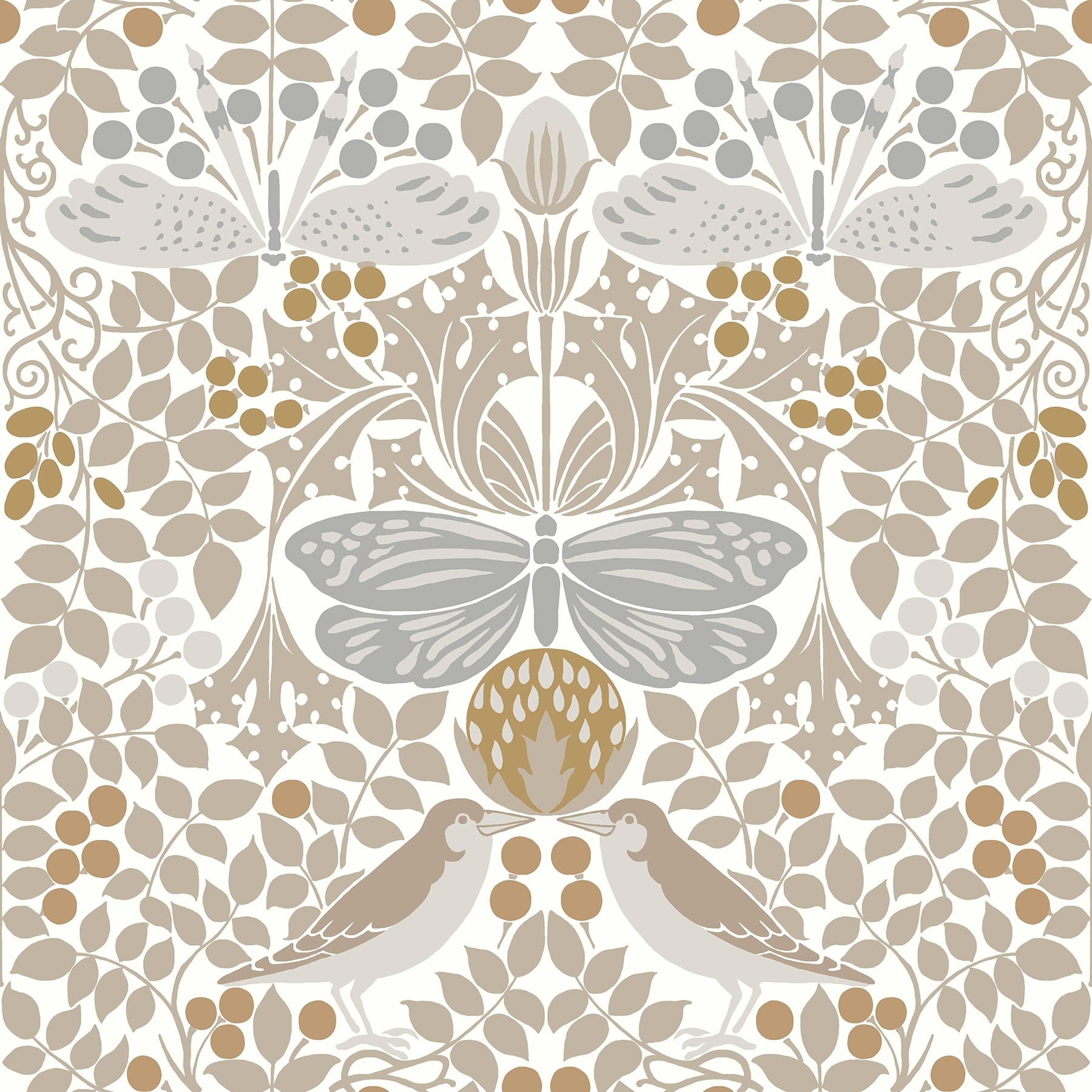 Ronald Redding Butterfly Garden White Wallpaper