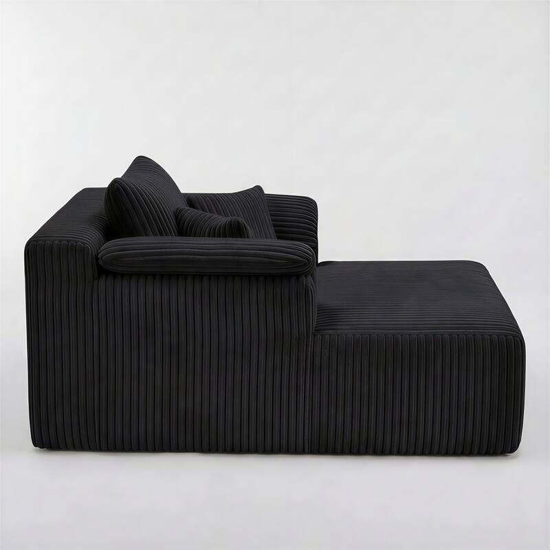 60" Chaise Lounge Chair, Oversized Boneless Corduroy Sofa Bed with Deep Seat, Indoor Sleeper Couch Reading Chair