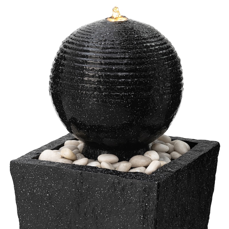 36"H Oversized Artichoke Pedestal LED Ceramic Fountain by Glitzhome