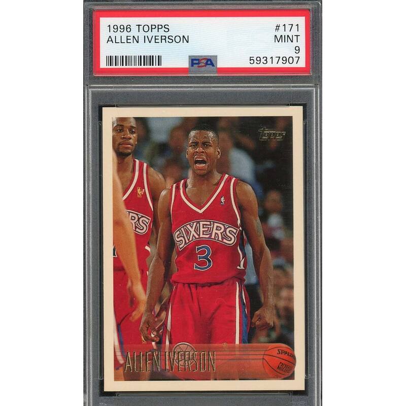 Allen Iverson 1996 Topps Basketball Rookie Card #171 Graded PSA 9 - 8'6" x 11'6"