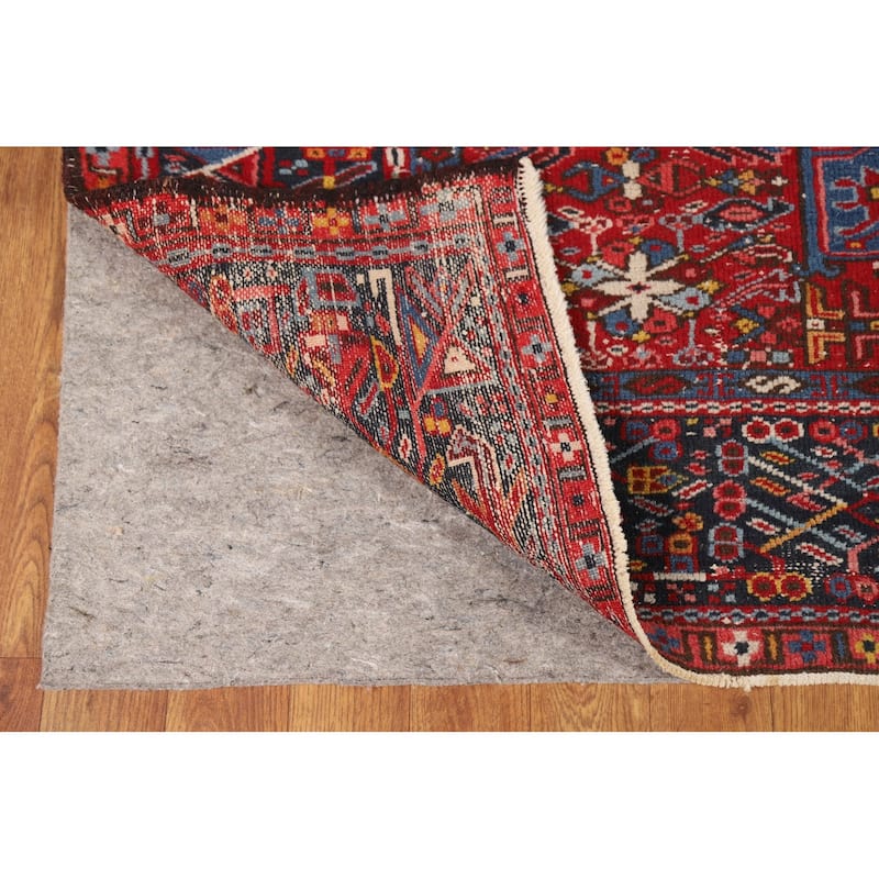 Tribal Geometric Gharajeh Persian Rug Red Hand-Knotted Wool Carpet - 5'0"x 6'3"