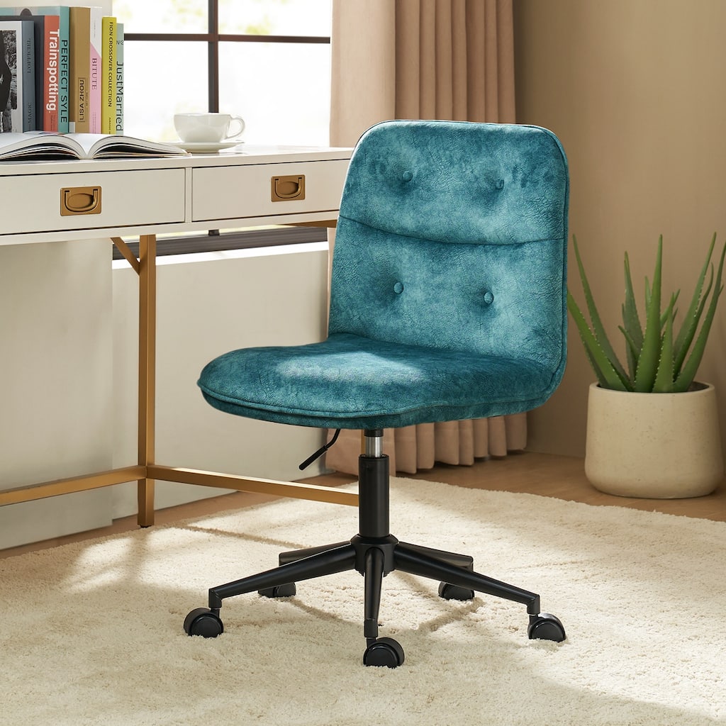Klaus Upholstered Armless Swivel Task Chair with Tufted Back by HULALA HOME