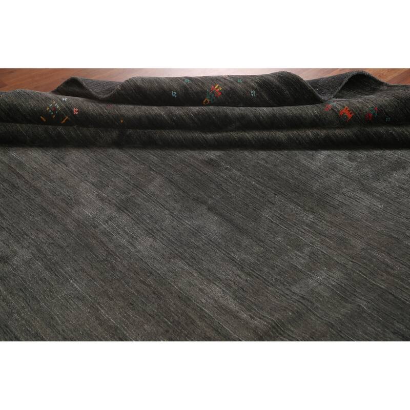 Gabbeh Area Rug Handmade Grey Tribal Wool Carpet - 8'3" x 9'8"