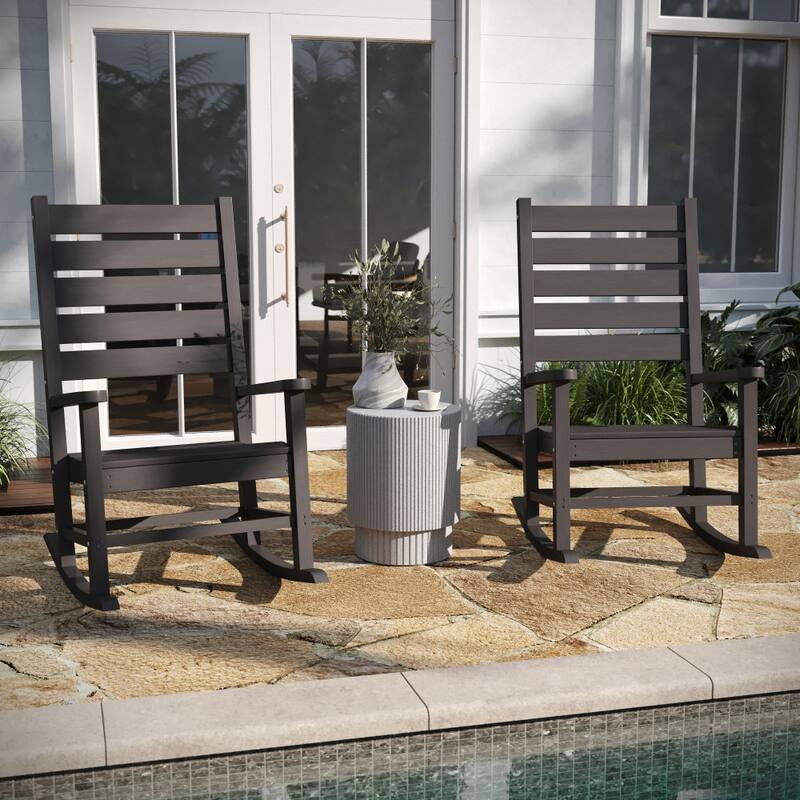 Set of 2 Classic Outdoor All-Weather Rocking Chairs - Gray