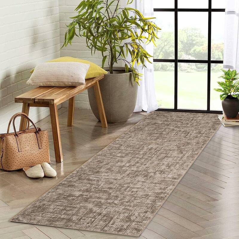 Modern Abstract Area Rug for Living Room, Throw Floor Carpet for Home Décor, Brown - 2' x 3'