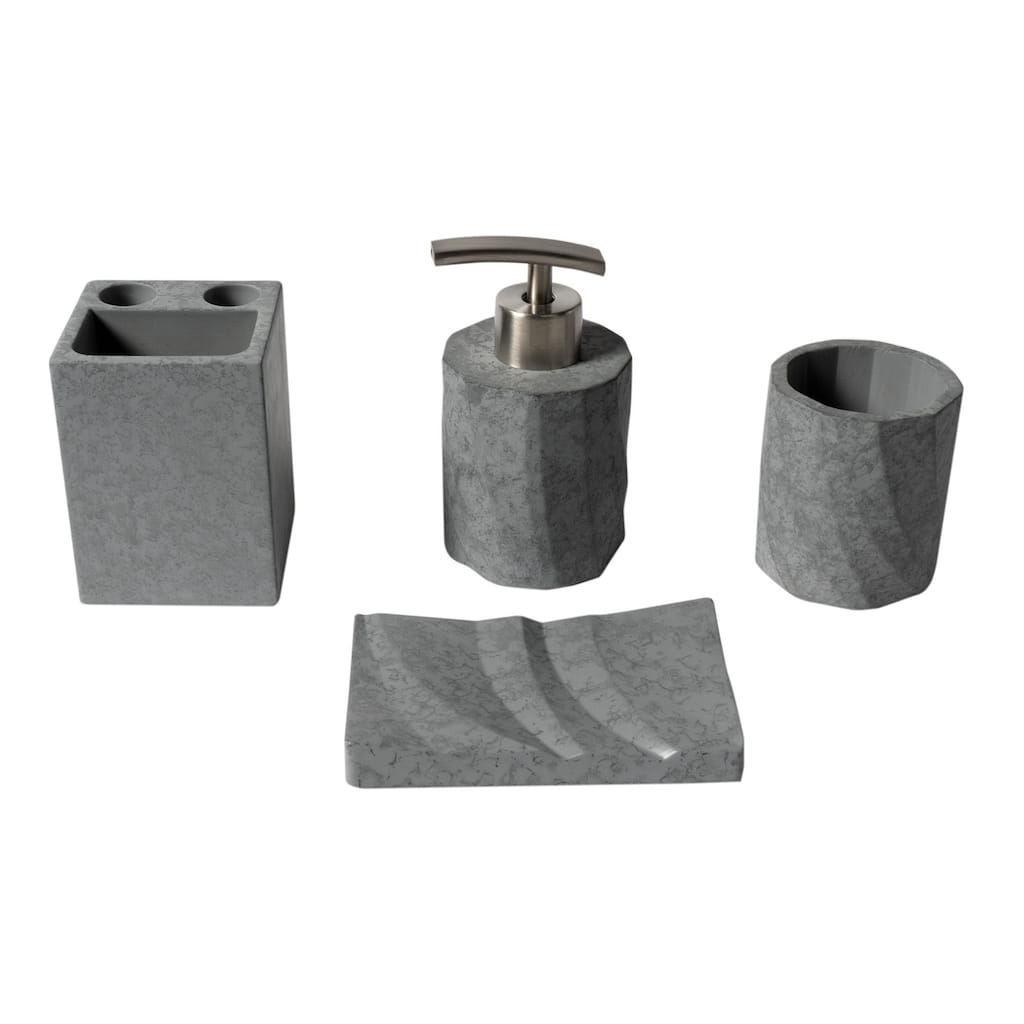 ALFI brand 4 Piece Solid Concrete Gray Matte Bathroom Accessory Set - Grey