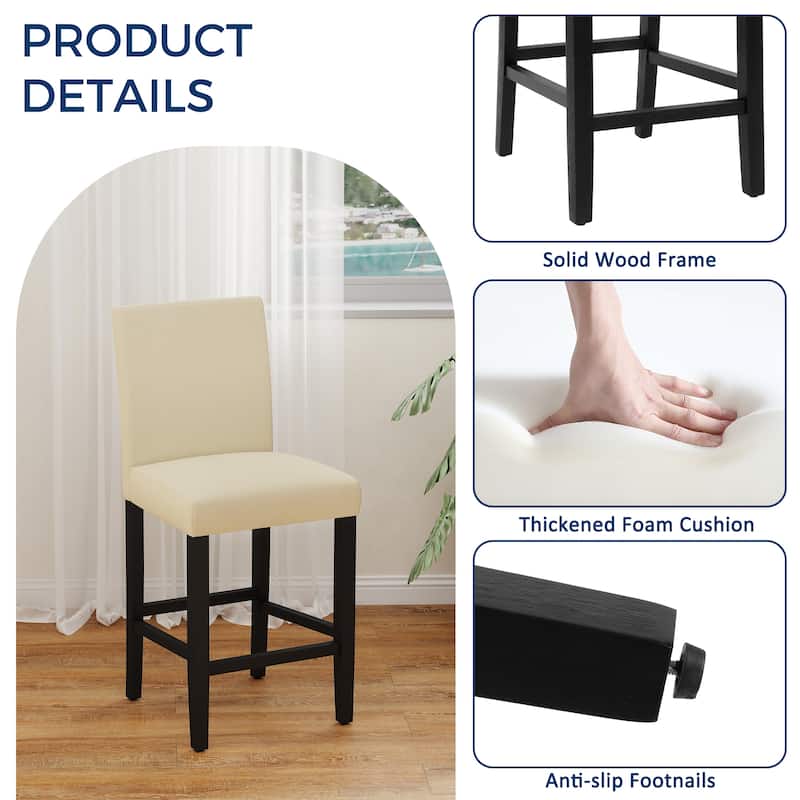 24 Inches Counter Height Bar Stools with Back Set of 2