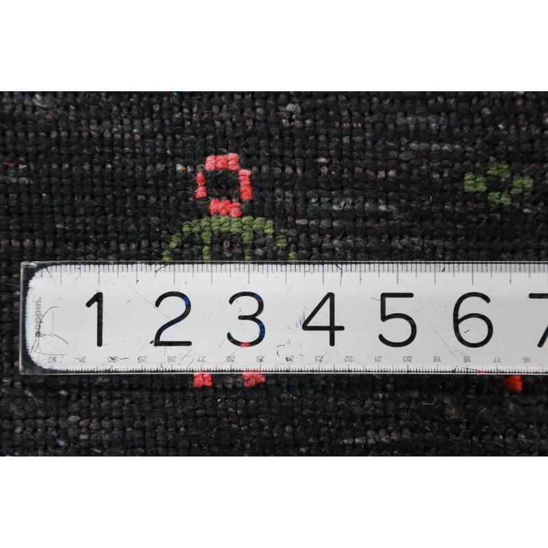 Charcoal Gabbeh Indian Area Rug Handmade Silk Carpet - 8'9" x 11'9"