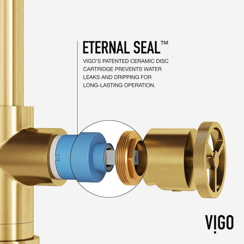VIGO Cass Industrial 14" H Single Handle Kitchen Bar Faucet