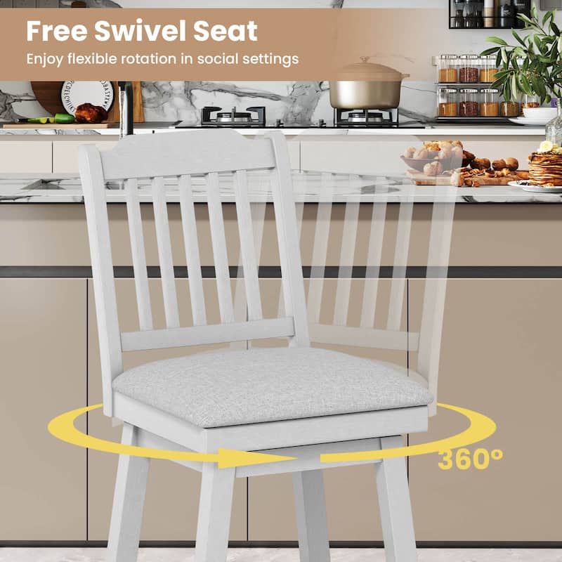 Costway 25" Counter Height Bar Stools Set of 2/4 with Slatted Back - See Details