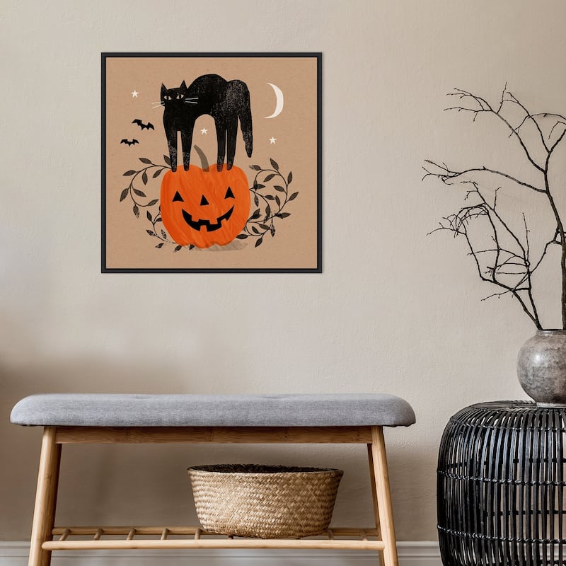 Amanti Art Halloween Cat I Framed Canvas Wall Art
