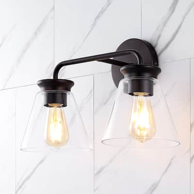 Kondo 6.38" Modern Farmhouse Iron LED Vanity, Oil Rubbed Bronze/Clear by JONATHAN Y