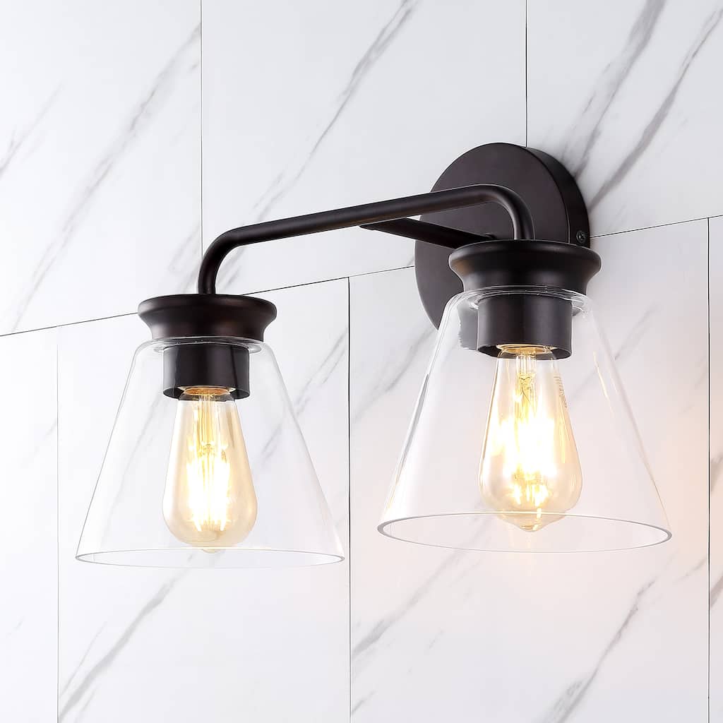Kondo 6.38" Modern Farmhouse Iron LED Vanity, Oil Rubbed Bronze/Clear by JONATHAN Y
