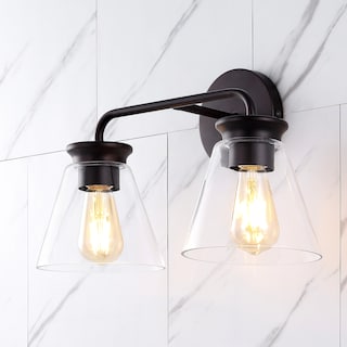 Kondo 6.38" Modern Farmhouse Iron LED Vanity, Oil Rubbed Bronze/Clear by JONATHAN Y