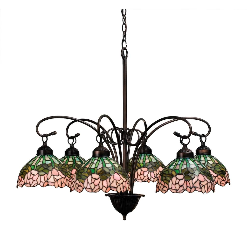Meyda Tiffany Cabbage Rose 6 Light 31" Wide Chandelier with Tiffany