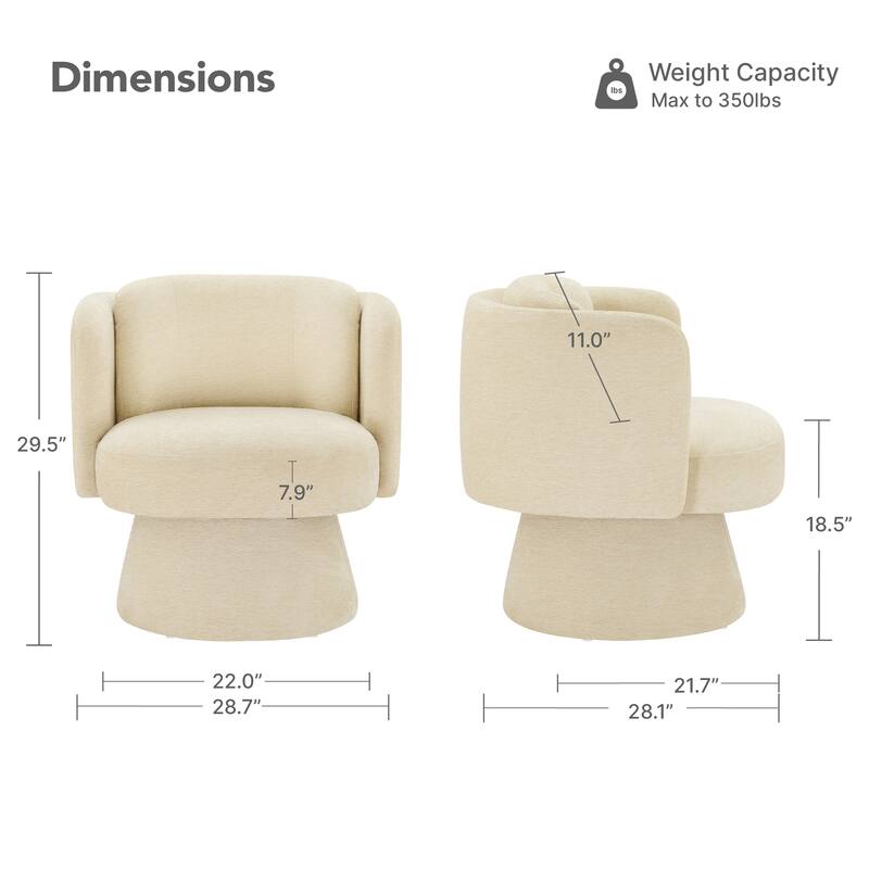 Spruce & Spring Modern Swivel Barrel Accent Chair for Living Room, Bedroom & Nursery