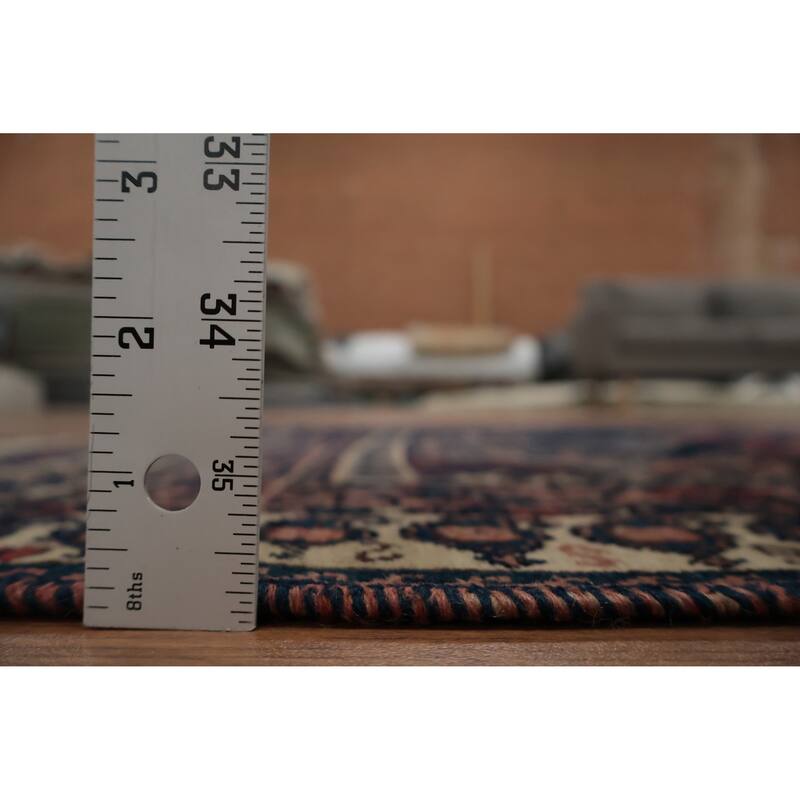 Hand Knotted Oriental 100% Wool Carpet Traditional Geometric Navy Blue & Blues Afshar Area Rug - 3' 10'' X 3' 1''