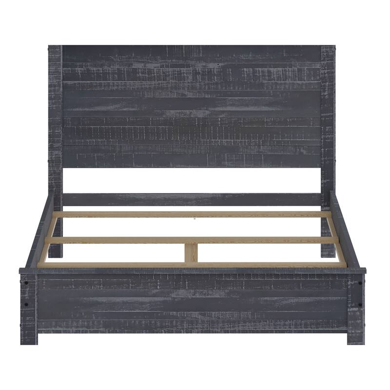 Solid Wood Bed, Modern Rustic Wooden Twin Size Bed Frames Box Spring Needed