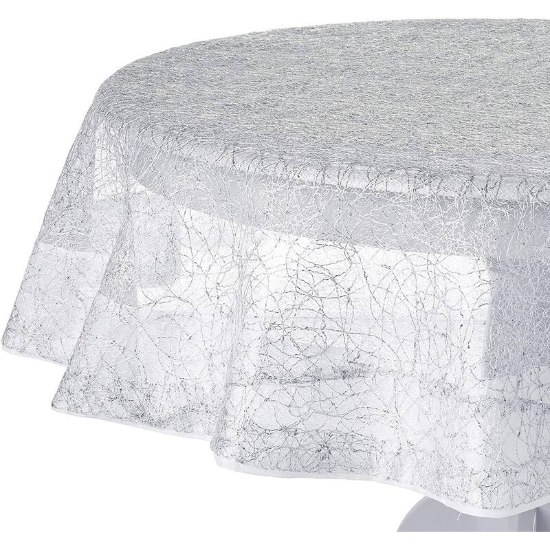 Violet Linen Crown Mesh Lace With Border Pattern Tablecloth