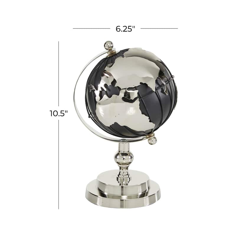 Black Aluminum Globe with Silver Accents