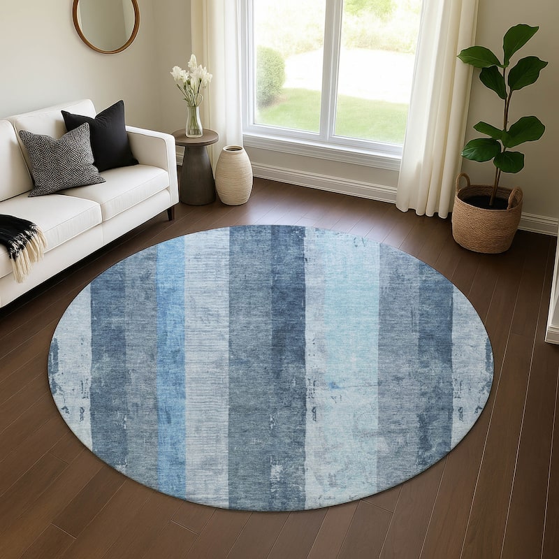Premium Washable Super Soft Modern Stripe Mayfield Rug - Blue - 8' x 8'