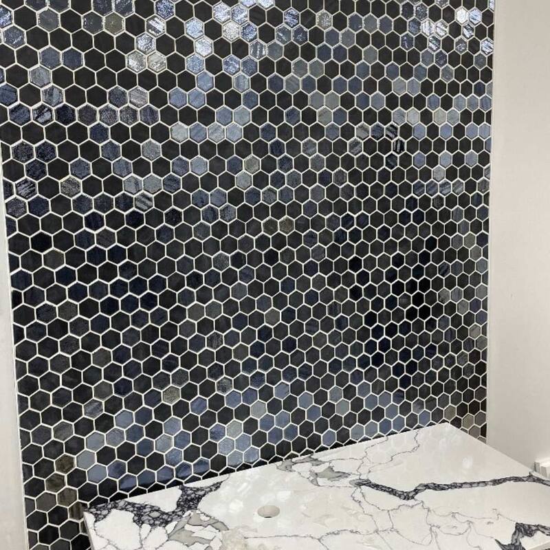 Eterna Hex 2x2 Glass Hexagon Mosaic Tile - Floor, Wall, Backsplash - 1 Sheet (0.88 Sq. ft.) - Opalo Black