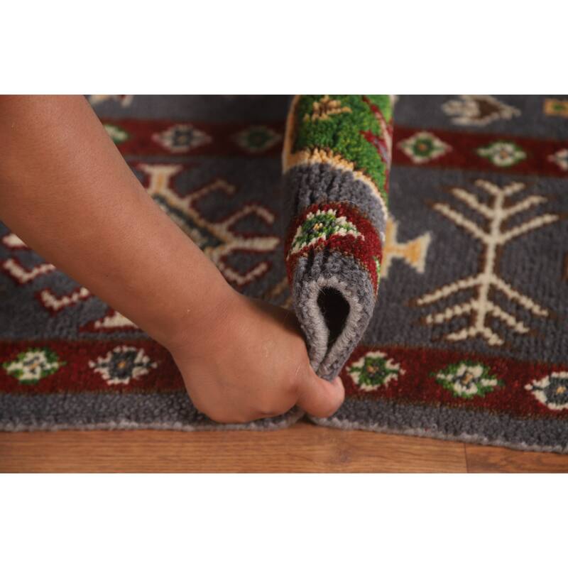 Traditional Kazak Area Rug Hand-Knotted Oriental Wool Carpet - 8'0" x 9'11"
