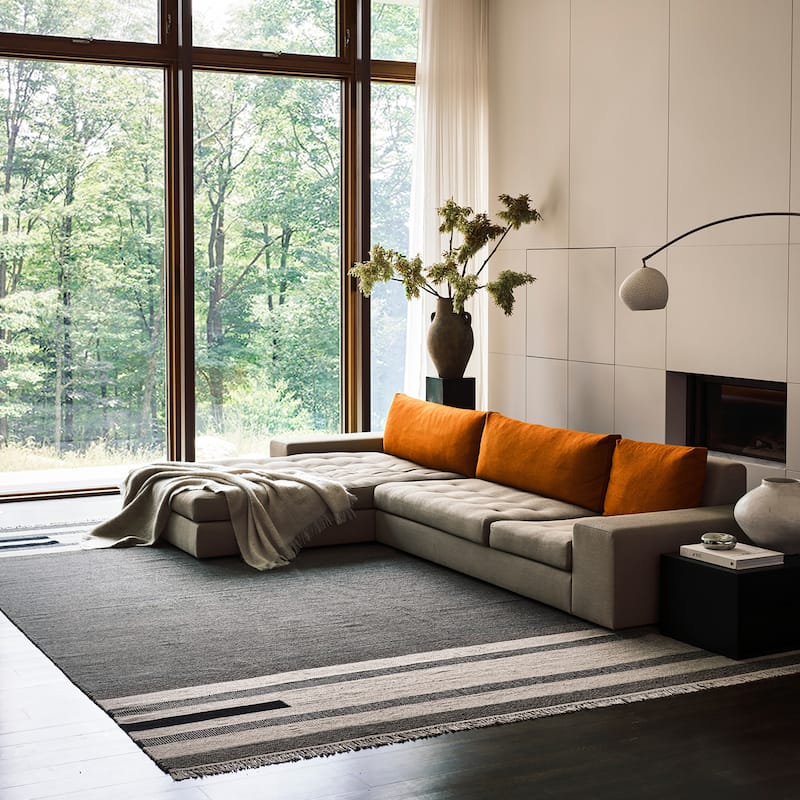 Black Brooklyn Tasseled Wool Area Rug - 8'6" x 11'6" - Black