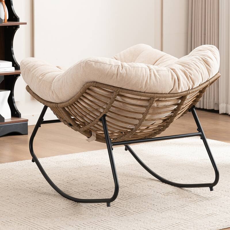 Rocking Chair, Chenille Upholstered Accent Chair, Modern Nursery Rocking Chair for Living Room, Bedroom, Apartment